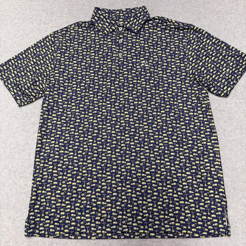 Rhoback Polo Shirt Mens Large Blue Construction Truck Golf Performance Stretch